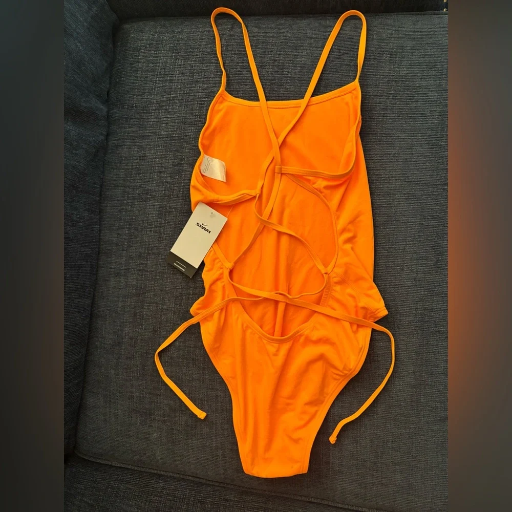 Nike hydrastrong tie back Orange One-Piece Swimsuit -flawed-